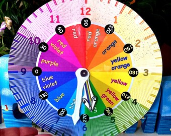 Color Wheel Clock Printables: Telling Time Educational Tool (PDF Download) 1 360 Degrees Protractor 1 Child Friendly Learning Tool