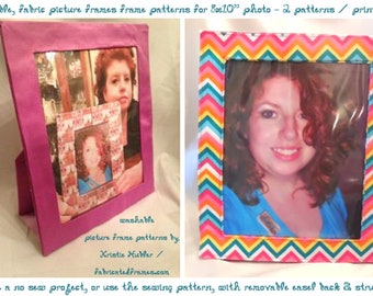 Washable  Fabric Picture Frame for 8x10" photo printable instant download Patterns bundle - sew or no sew project - featured in magazine
