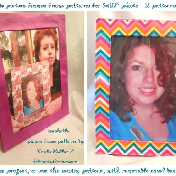 Washable  Fabric Picture Frame for 8x10" photo printable instant download Patterns bundle - sew or no sew project - featured in magazine