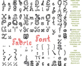 Fabric Font Download 110 characters type letters numbers for typing .otf cricut clipart writing cards sewing crafts party supplies art