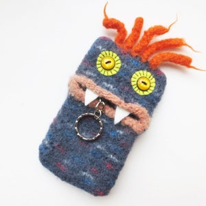 Key bag, case, &quot;Noah&quot;, monster, key, felt, felted, handmade, unique, children, school enrollment, gift, wool