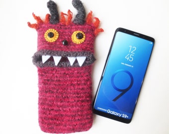 XXL Handytasche "Romino",  Monster,  Filz, gefilzt, Handy Hülle für Smartphones bis max 15,8 cm x 7,5 cm