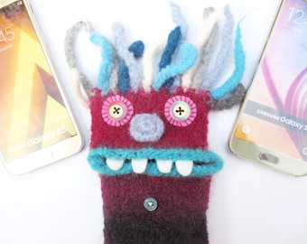 L Smartphone Monster "Brutus", gefilzt, Handy Tasche, Hülle, Samsung Galaxy S10e, S6, S8, J3, Samsung Galaxy A5, Handymonster, Filz, Wolle