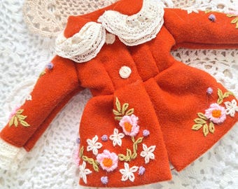 Embroidered Flower Coat for Blythe, Pullip, Momoko Dolls