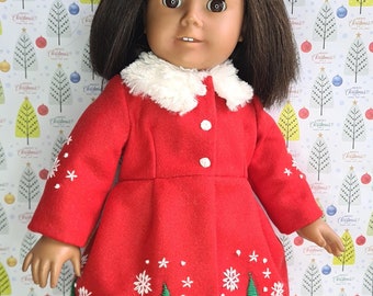 18 inch Doll clothes for Christmas Coat for 18 inch doll Doll clothes 18 inch doll outfit Doll clothing handmade embroidered
