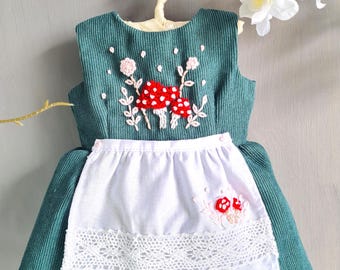 Handmade Embroidered Mushroom Dress for 18 Inch Dolls