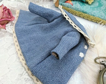 Lace Trim Denim Coat for 12-inch Blythe and Pullip Dolls