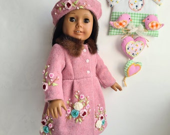18 inch Doll clothes Coat with fur on the collar and sleeves and beret for 18 inch doll Doll clothes 18 inch doll outfit Doll clothing