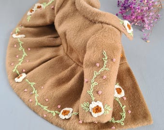 18 inch Doll clothes, outfit for American Girl Doll, handmade embroidered vintage coat for 18 inch doll,  Doll clothing