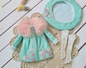 Blythe Clothes, Blythe Three Piece Set, Blythe coat, Blythe outfit