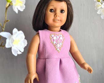 Handmade 18 Inch Doll Clothes – Dress for American Girl Doll – Embroidered Floral Outfit – AG Accessories