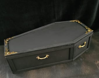 Handmade Small Wooden Coffin– Gothic Display or Photo Prop – Unique Trinket Box – Weird Oddity Gift