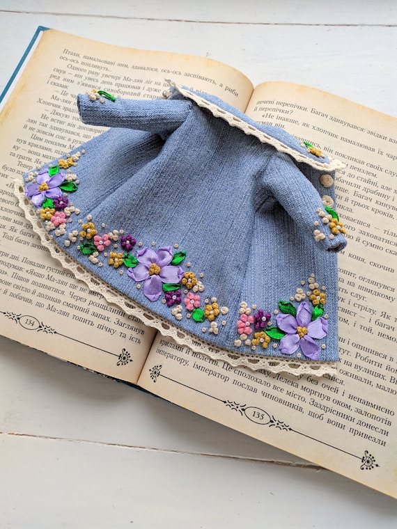 Embroidered Denim Coat for Blythe, Pullip, Momoko Dolls