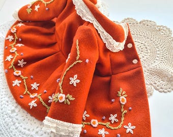Coat for 18 inch doll, Doll clothes 18 inch doll outfit Doll clothing handmade embroidered vintage coat for 18 inch doll
