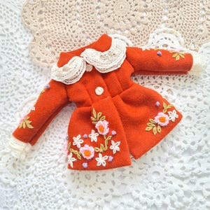 Embroidered Flower Coat for Blythe, Pullip, Momoko Dolls