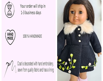18 inch doll clothes. Handmade Embroidered Coat for 18 inch Doll and American Girl Doll