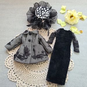 Black Gothic Punk Outfit for 12&quot; Blythe Dolls, Blythe Clothes, Blythe&#39;s funeral outfit, blythe halloween outfit, hat festival