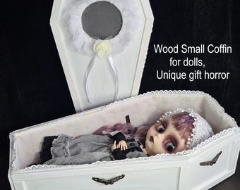Gothic Doll Coffin: Handmade Miniature Wood Trinket Box