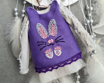 Embroidered Blythe Dress & Apron Set: Handmade Cotton Doll Clothes