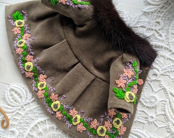 Embroidered Coat for Blythe Doll: Miniature Outfit