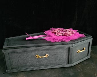 Handmade Small Wooden Coffin– Gothic Display or Photo Prop – Weird Oddity Gift – Unique Trinket Box