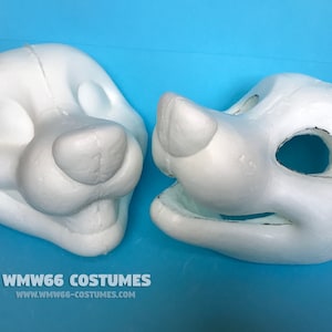 Basic toony canine expanding fursuit costume foam head base