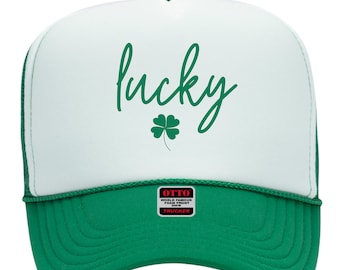 Green Trucker Hat St Patricks Day, Lucky, Simple Shamrock Hat Holiday Hat, Drinking Hat, Bar Hopping Hat, Irish Pub Crawl Bar Crawl