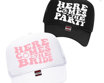 Matching Bride and Bridesmaid Foam Trucker Hats, Bachelorette Party, Here Comes the Party, Here Comes the Bride, Nashville Bach, Bride To Be