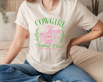 Cowgirl Cocktail Club, Graphic Western Shirt, Womens Vintage Cowboy T Shirt, Whiskey Girl Cowboy Killer Cocktail Party Shirt Bella Canvas