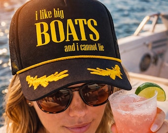 Funny Boat Trucker Hat, Yacht Rock, Lake Day, Bachelor Bachelorette Party, Summer Vacation Hat, Girls Trip, Boat Day Outfit, Lake Girl
