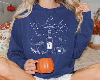 Midnight Margaritas Vintage Style Sweatshirt Comfort Colors Halloween Shirt Practical Magic, Trick or Treat 90's Halloween Womens Sweatshirt