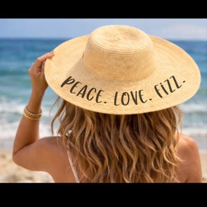 Peace, Love, Fizz, Black Glitter Lettering, Straw Sun Hat, Boss Babe, Mom Boss, Bon Babe, Incentive Gift, Fizz Dealer, Retreat Gifts For GTC