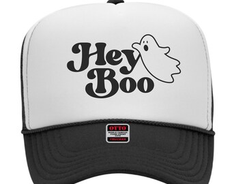 Cute Spooky Ghost, Glitter Hey BOO, Vintage Fall Foam Trucker Hat, Tis The Season Pumpkin Fall Hat for Women Pumpkin Patch Trendy Womens Hat