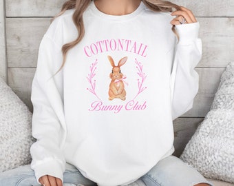 Coquette Aesthetic Bunny, Comfort Colors Bunny Sweatshirt, Easter Sweatshirt for Women,  Cozy Soft Sweater, Trendy Crewneck Sweater, Pink