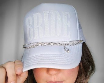 Bridal Trendy Hat Chain, Silver Ring Charm Hat Interchangeable Trucker Hat Chain, Hat Accessories,  Bachelorette Hat Custom Trucker Hat