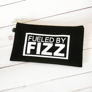 Fueled By Fizz Black Canvas Bag: Compact Travel Pouch