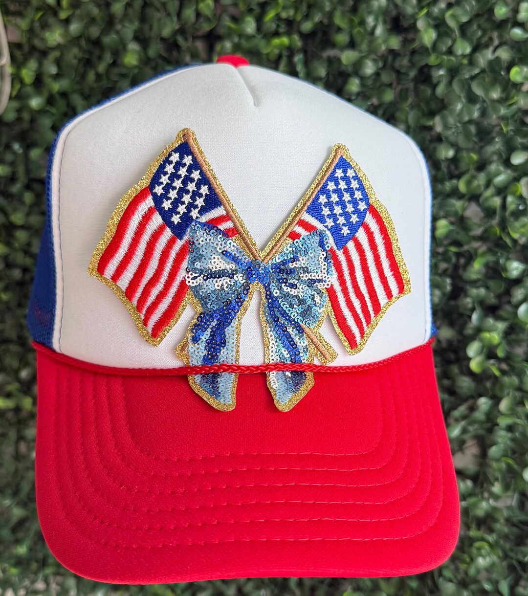 Sequin American Flag Bow Top