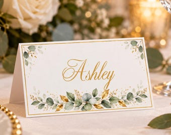 Editable 50th wedding anniversary name Labels, golden anniversary name Place Cards (Digital Download)