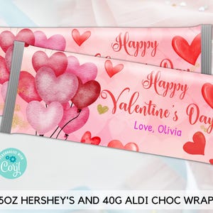 Editable Valentine&#39;s Day Chocolate Bar Wrapper, Happy Valentine&#39;s Day Chocolate bar wrapper, instant download VD01