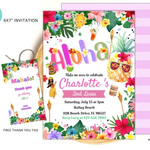 Editable Hawaiian Luau Birthday Invitation, Luau Party, Luau 1st 2rd birthday pool party instant download H01