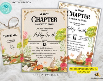 Bearbeitbares Storybook-Babypartyeinladung, Kapitelbuch-Babypartybuchthema Gender Nuetral-Babypartyeinladung zum sofortigen Download