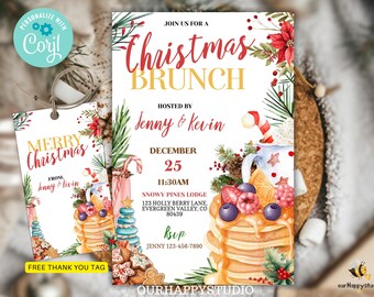 Editable Christmas Brunch Invitation, Christmas Breakfast Invite, Christmas Party Printable, Holiday Party Invitation, Holiday brunch HB1
