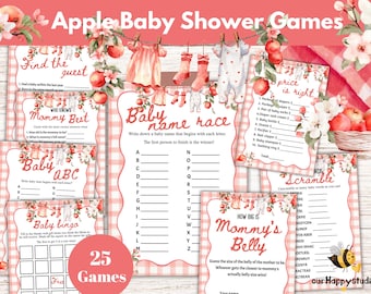 Editable apple of our eyes baby shower Games bundle, apple shower package, Printable Fall baby shower games bundle, Autumn baby shower game