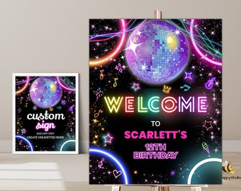 Editable dance party Welcome Sign, Disco party custom sign, Dance party Welcome banner, dance party banner DP02