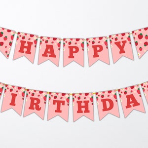 Editable Berry First Birthday banner, Strawberry happy birthday sign, Berry party Decor  SB01