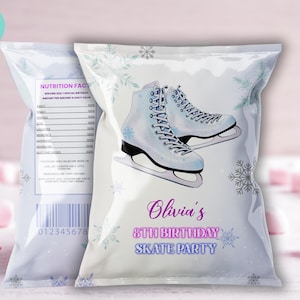Editable Roller Skating Chip Bag Wrapper Glow Party Glow Gender Neutral  Roller Skating Party Chip bag, Neon Party SK01