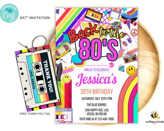 Editable 80s Birthday Party Invitation back to the 80s Retro party dance disco 2000s birthday 90s instant download BT05