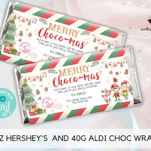 Edytowalny papierek na tabliczkę czekolady świątecznej, papierek na tabliczkę czekolady Świętego Mikołaja, papierek na tabliczkę czekolady Biegun Północny do pobrania natychmiast CC2