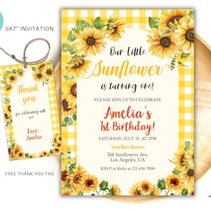 Editable Sunflower Birthday Invite template, Girl Sunflower Birthday Invitation, Autumn party invite, Floral girl birthday invitation SBI01