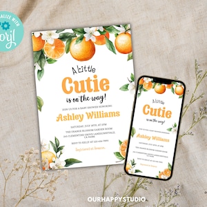 Editable Little Cutie Baby Shower invitation, Cutie Baby shower fruit baby shower invite instant download A little Cutie Is On The Way